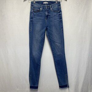 Good American Good Legs Chewed Hem Ankle Jeans Women Size 0/25 Blue Medium Wash